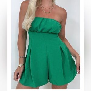 Green Strapless Romper